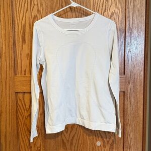 Lululemon White Striped Athletic Long Sleeve Shirt Size 8